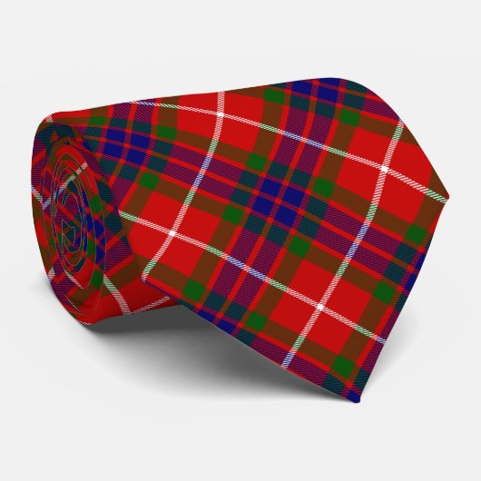 Fraser tartan red green blue paars plaid stropdas (Opgerold)