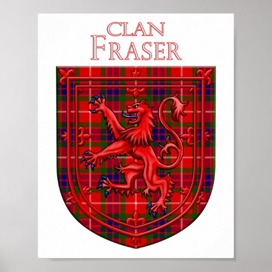 Fraser Tartan Scottish Plaid Lion Rampant Poster (Voorkant)