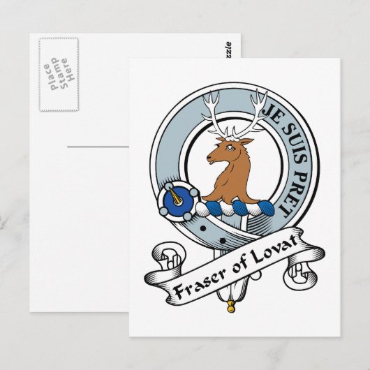 Fraser van Lovat Clan Badge Briefkaart (Voorkant / Achterkant)