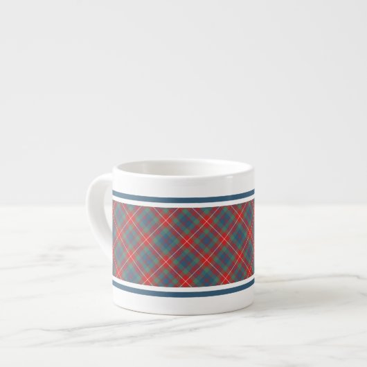 Fraser van Lovat Clan Lichtblauw Oude Tartan Espresso Kop (Links)