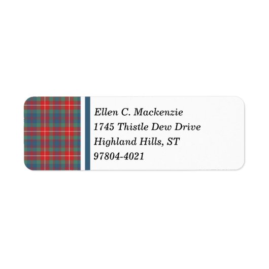 Fraser van Lovat Clan Lichtblauw Oude Tartan Etiket (Voorkant)
