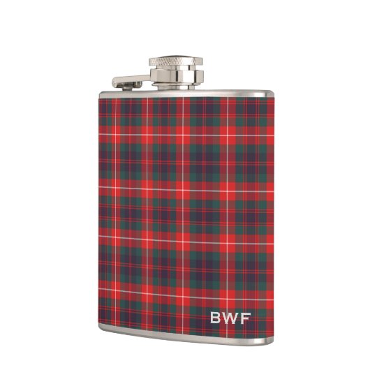 Fraser van Lovat Clan Tartan Monogram Heupfles (Links)
