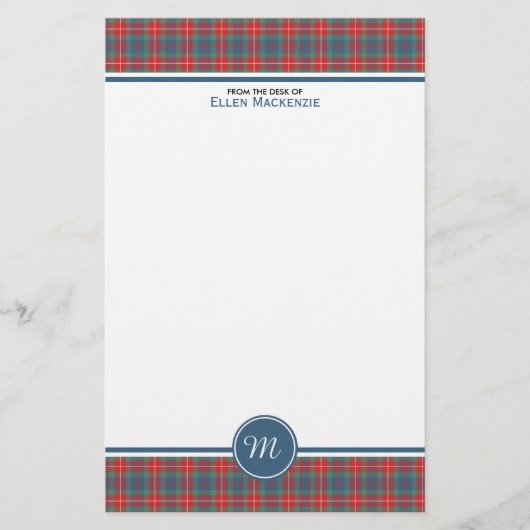 Fraser van Lovat Oude Tartan Monogram Stationery Briefpapier (Voorkant)