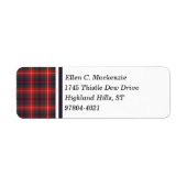 Fraser van Lovat Rood en Navy Blue Modern Tartan Etiket (Voorkant)
