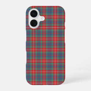 Fraser van Lovat Tartan Koraal en Blauwe Plaid iPhone 16 Hoesje