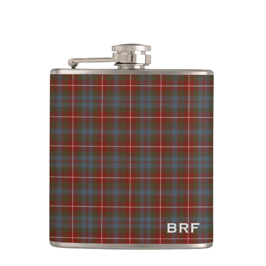 Fraser van Lovat Weathered Tartan Monogram Heupfles (Voorkant)