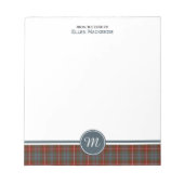 Fraser van Lovat Weathered Tartan Monogram Notitieblok (Voorkant)
