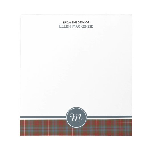 Fraser van Lovat Weathered Tartan Monogram Notitieblok (Voorkant)