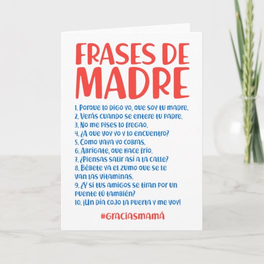 Frases de Madre Bedankkaart (Voorkant)