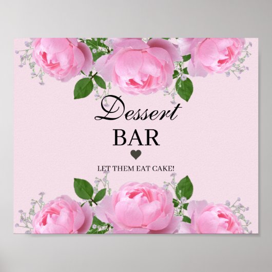 Frassensroze rozen, dessertbalk poster (Voorkant)