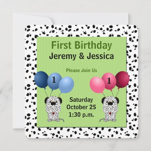 Fraterale tweelingen 1e verjaardag Partij met Groe Kaart (Voorkant)