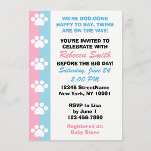 Fraterale tweelingen - Dog Gewaardeerd Baby shower Kaart