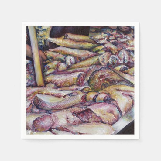 Fraterij met verse vis servetten (Voorkant)