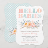 Fraternal Boy Girl Twins Genderless Baby shower Kaart (Voorkant / Achterkant)