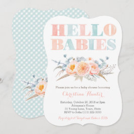 Fraternal Boy Girl Twins Genderless Baby shower Kaart