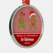 Fraternal Twins Baby's First Kerstversiering Metalen Ornament (Rechts)