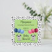 Fraternal Twins Dalmatians Green Baby shower Kaart (Staand voorkant)