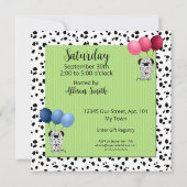 Fraternal Twins Dalmatians Green Baby shower Kaart (Achterkant)