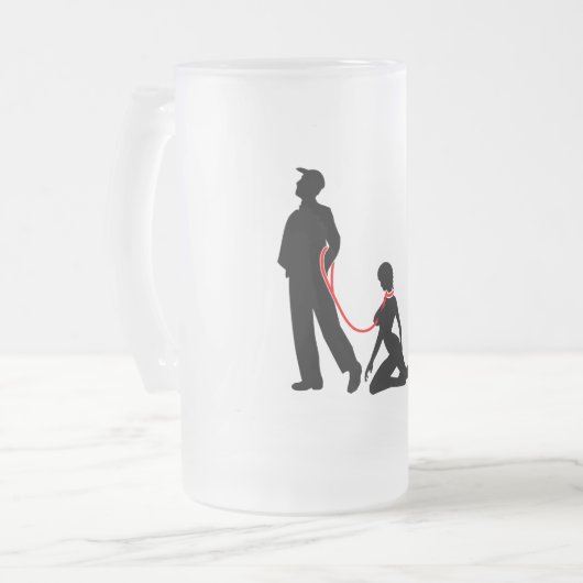 Frau ein der Leine - Böse Männer Matglas Bierpul (Voorkant links)