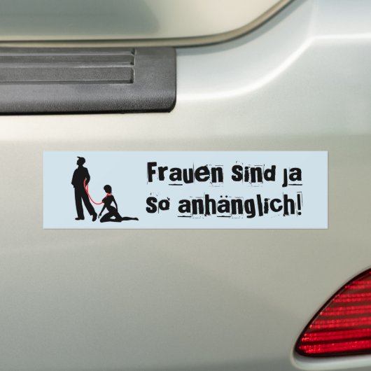 Frau ein der Leine Bumpersticker (Op auto)