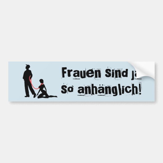 Frau ein der Leine Bumpersticker (Voorkant)