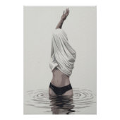 "Frau im Wasser" - Minimalistisches Wandbild mit s Perfect Poster (Voorkant)