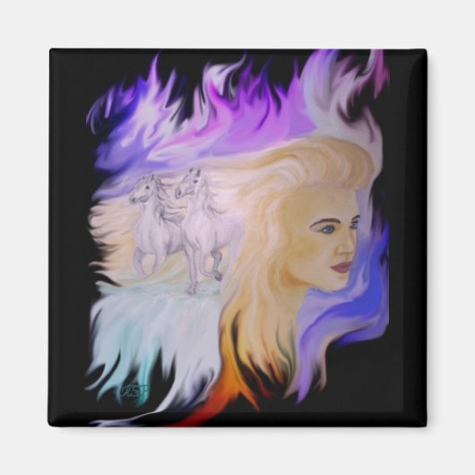 Frau mit Pferd Magneet (Voorkant)