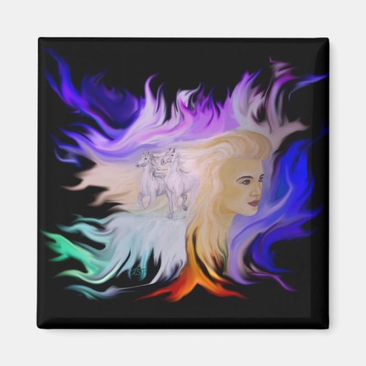 Frau mit Pferd Magneet (Voorkant)