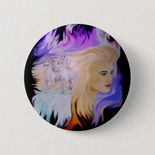 Frau mit Pferd Ronde Button 5,7 Cm (Voorkant)