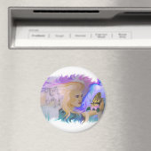 Frau mit Pferd und Schmetterling in hand Magneet (Insitu (Vaatwasser))