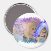 Frau mit Pferd und Schmetterling in hand Magneet (Voorkant / Achterkant)