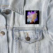 Frau mit Pferd Vierkante Button 5,1 Cm (In situ)