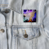 Frau mit Pferd Vierkante Button 5,1 Cm (In situ)