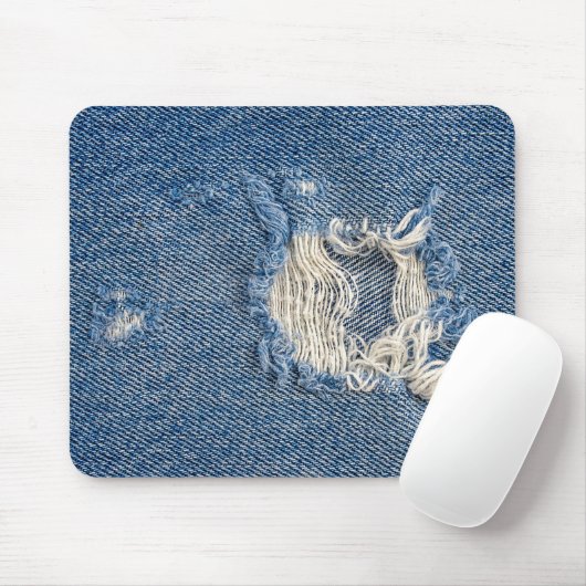 Frayed Blue Denim Muismat (Met muis)