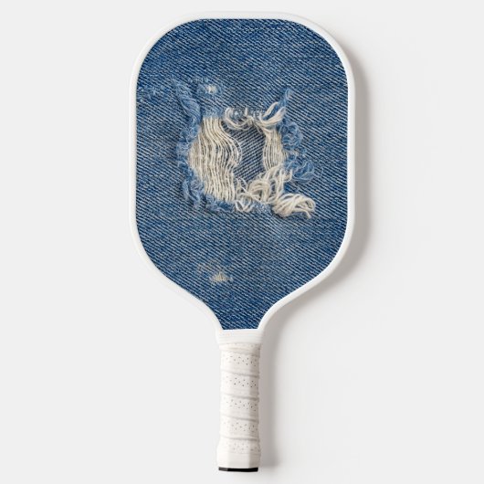 Frayed Blue Denim Pickleball Paddle (Achterkant)