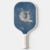 Frayed Blue Denim Pickleball Paddle (Voorkant)