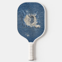 Frayed Blue Denim Pickleball Paddle