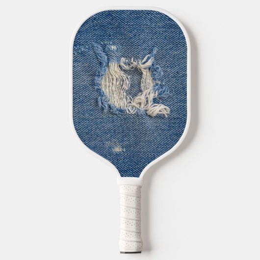 Frayed Blue Denim Pickleball Paddle (Voorkant)