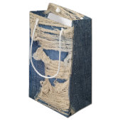 Frayed Blue Jean Fabric Klein Cadeauzakje (Voorkant Gekanteld)