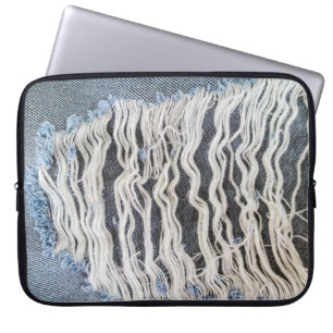 Frayed Blue Jean Hole Laptop Sleeve