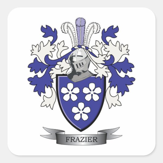 Frazier Family Crest Coat of Arms Vierkante Sticker (Voorkant)