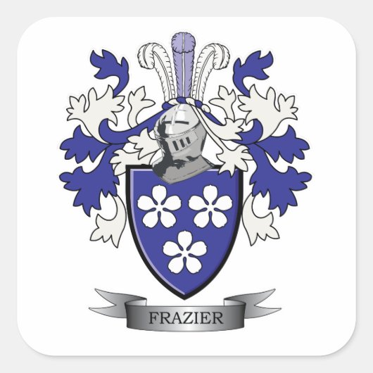 Frazier Family Crest Coat of Arms Vierkante Sticker (Voorkant)