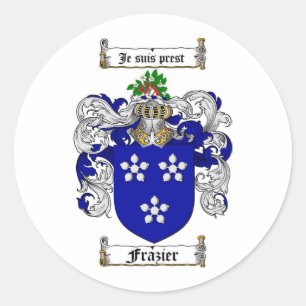 FRAZIER FAMILY CREST - FRAZIER WAPEN RONDE STICKER