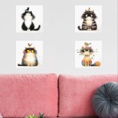 Frazzled Cats met Bird Waterverf Wall Prints (Woonkamer)