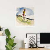Frazzled Golfer - Golf Art Print (Thuiskantoor)