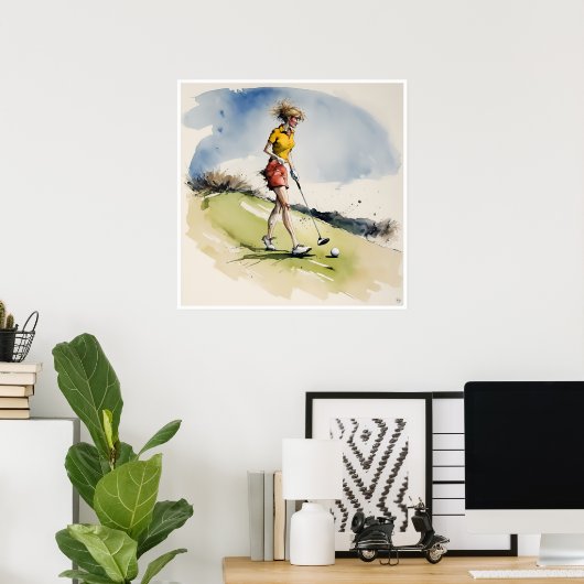 Frazzled Golfer - Golf Art Print (Thuiskantoor)