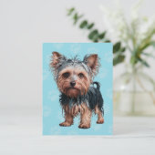 Frazzled Yorkie Dog Briefkaart Yorkshire Terriër (Staand voorkant)