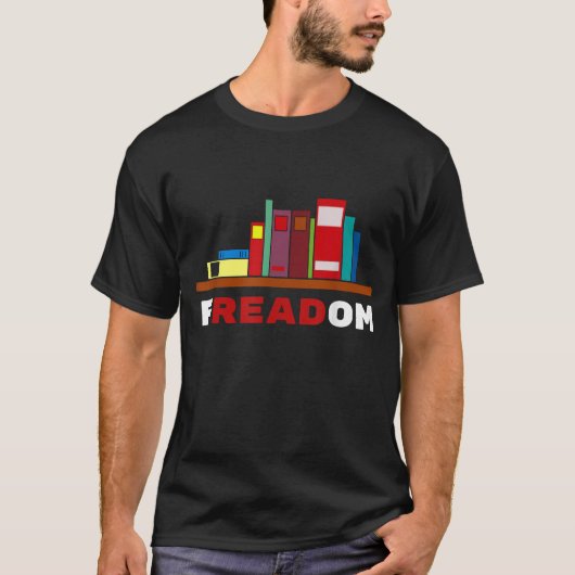 Freadom - ik lees verboden boeken t-shirt (Voorkant)