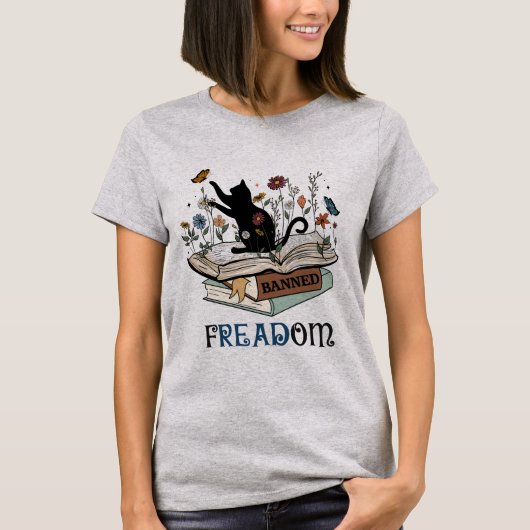 FREADOM - Katten & Boeken - ik las verboden boeken T-shirt (Voorkant)