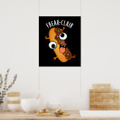Freak-clair Funny Eclair Pun Dark BG Poster (Keuken)